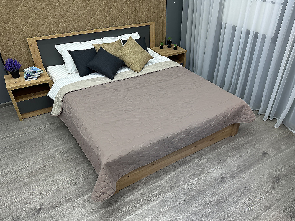 Покрывало двустороннее Decorator Microfiber куб 140х215 см серо-коричневый с бежевым (85-107) Киев - изображение 3