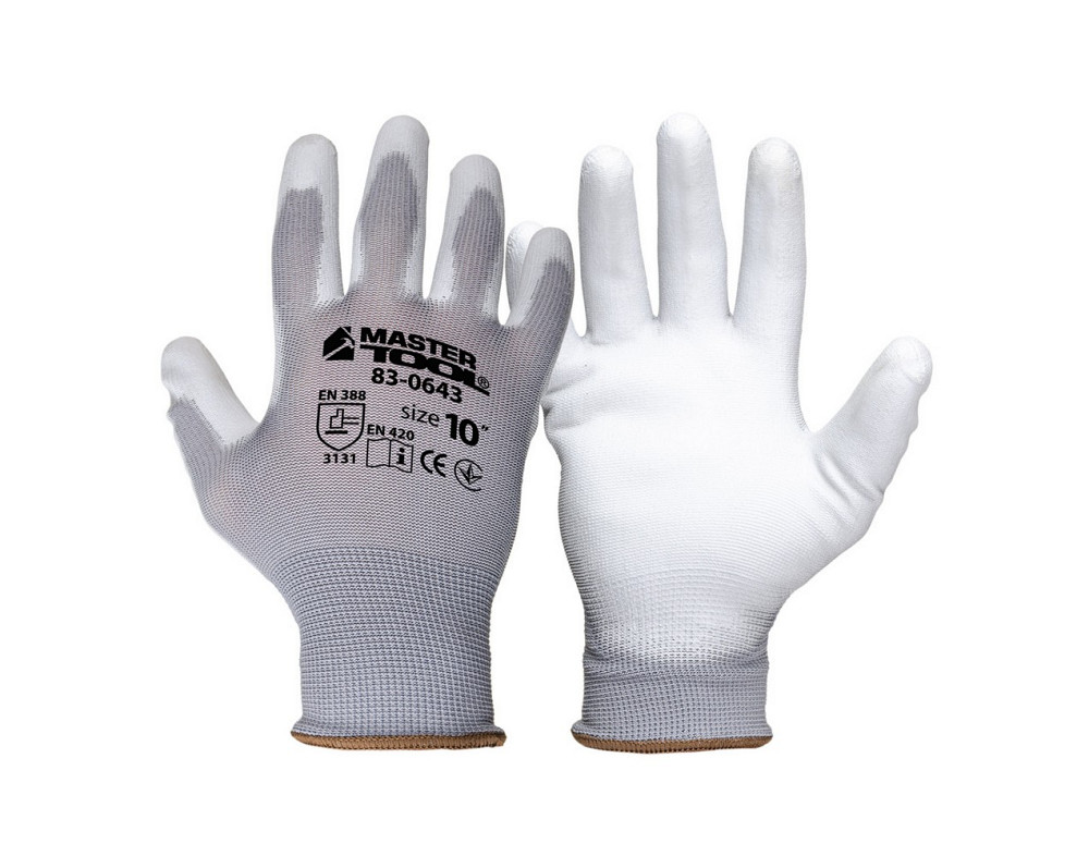 MASTERTOOL Рукавички безшовні трикотажні MASTERTOOL з поліуретановим покриттям долоні 10" 25-26 Коломия - фото 1