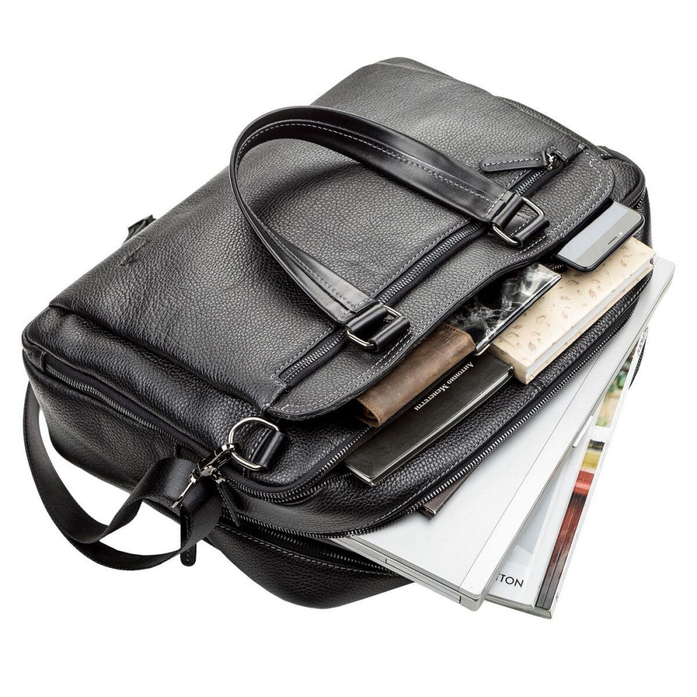 Сумка мужская SHVIGEL 11123 кожаная Черная Киев - изображение 8