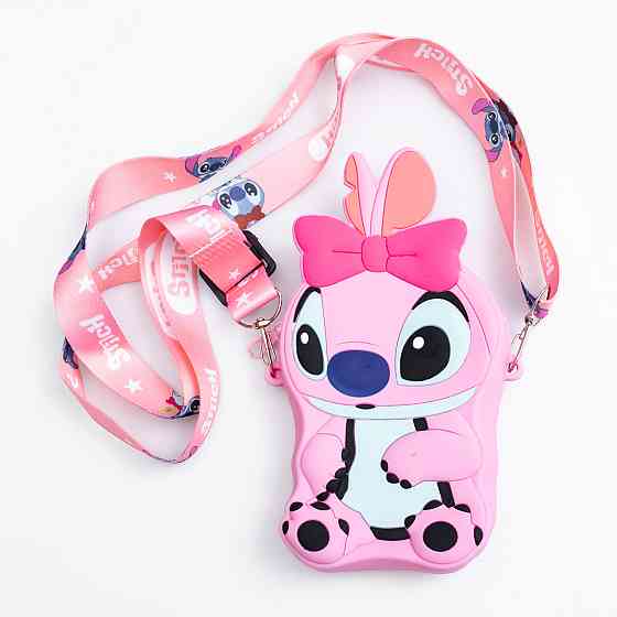 Детская силиконовая сумка Стич 13×9×2.5 (см) через плечо Розовый HP-55-5P Киев