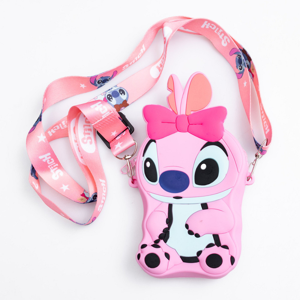 Детская силиконовая сумка Стич 13×9×2.5 (см) через плечо Розовый HP-55-5P Киев - изображение 1