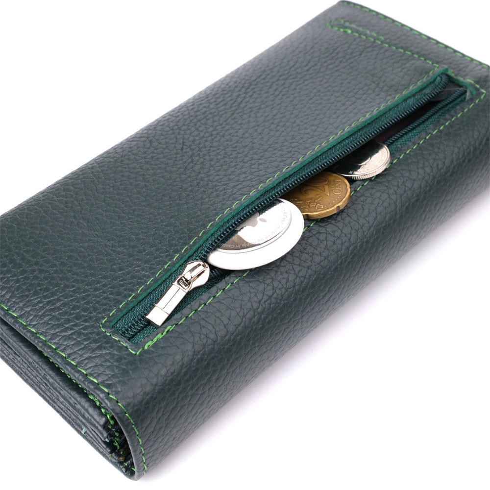 Модний гаманець для жінок із натуральної шкіри ST Leather 23099 Зелений Київ - фото 4