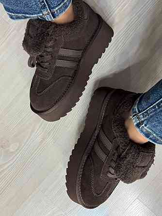 Ботинки женские Hengji 009-7 угги замшевые на меху коричневые, 36, 23 см Киев