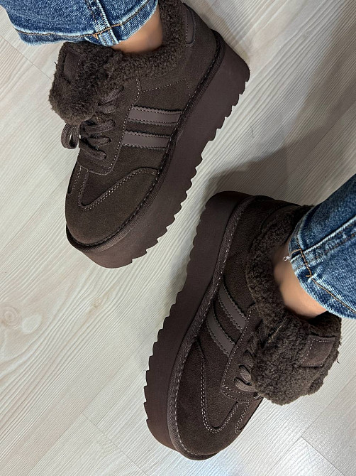 Ботинки женские Hengji 009-7 угги замшевые на меху коричневые, 36, 23 см Киев - изображение 1