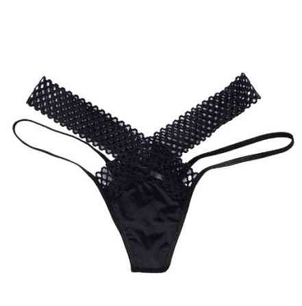 Еротичні трусики чорні - розмір універсальний, резинка до 100см Київ