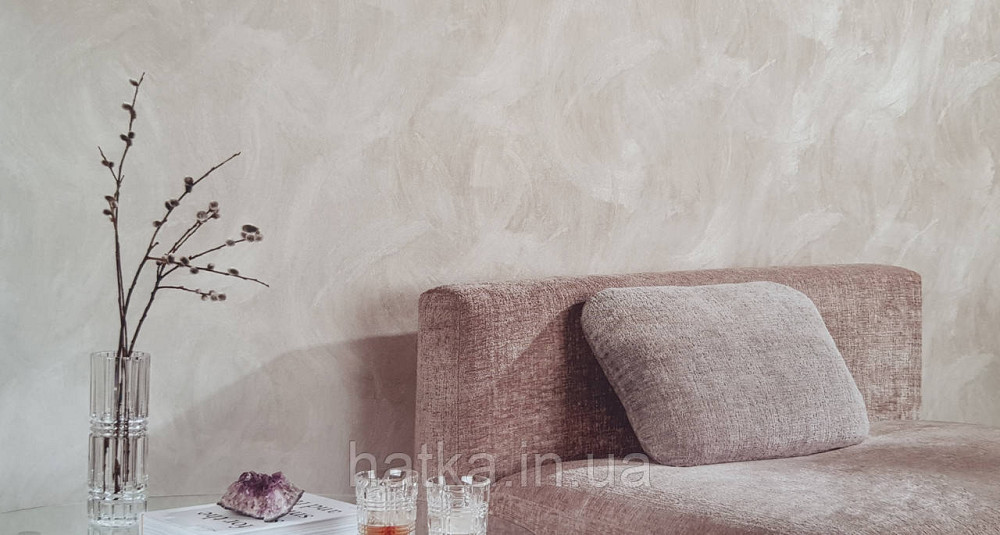 Шпалери вінілові на флізеліні Grandeco Ameli абстракція мазки смужки структурні темно-бежеві Київ - фото 1