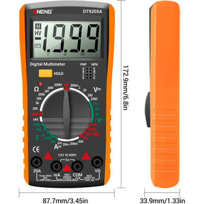 Цифровой мультиметр ANENG DT9205A, V, A, R, C, T, функція hFE (DT9205A) Винница - изображение 3