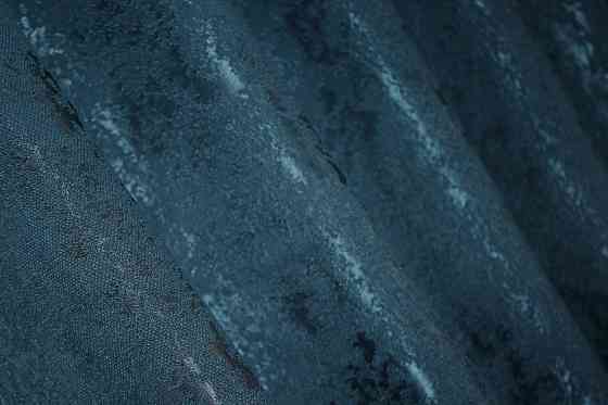 Комплект штор на люверсах VR-Textil Льон мармур Pavliani № 1365ш 150х250 см 2 шт Синій (37-0050) Київ