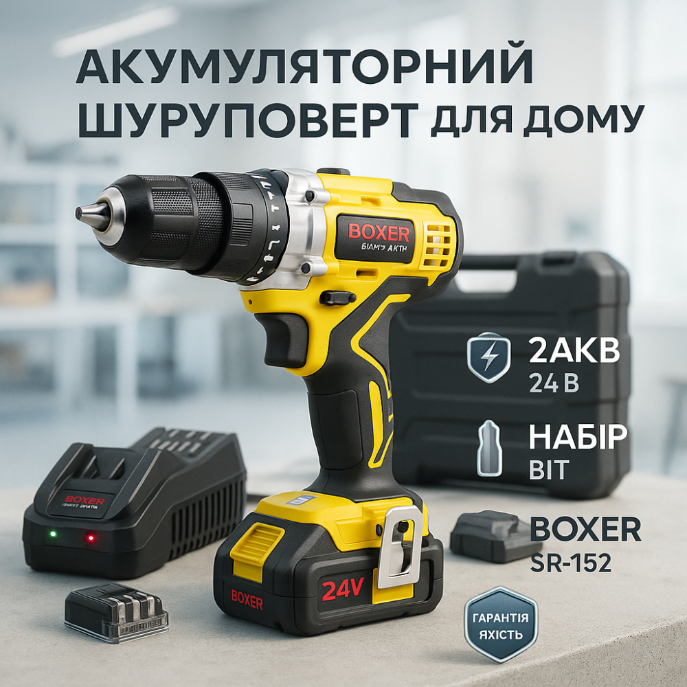Портативний акумуляторний шуруповерт Boxer SR-152 24В AF-81 Львів - фото 13
