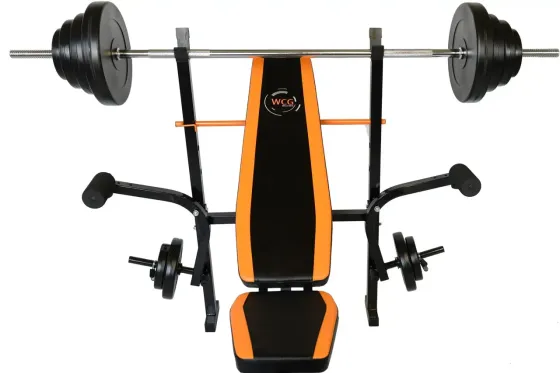 Лавка для жиму + Штанга 60 кг з гантелями Гантелі, гирі, штанги та диски комплект Київ