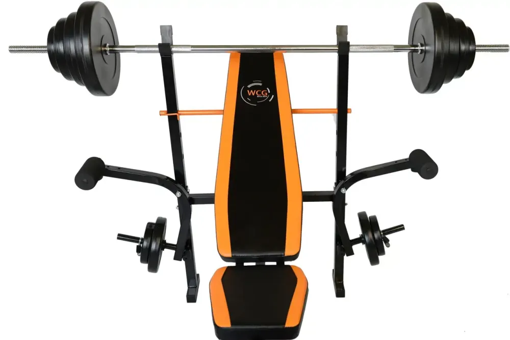 Лавка для жиму + Штанга 60 кг з гантелями Гантелі, гирі, штанги та диски комплект Київ - фото 2