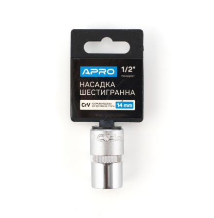 Насадка шестигранна 1/2" 14 мм CrV APRO Житомир