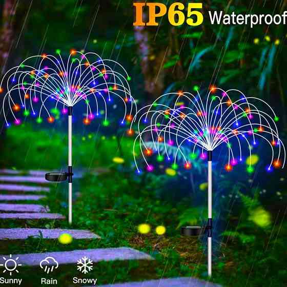 Садовый светильник Фейерверк синий с розовым (2шт в упаковке) для садовых дорожек, беседок, клумб Одесса