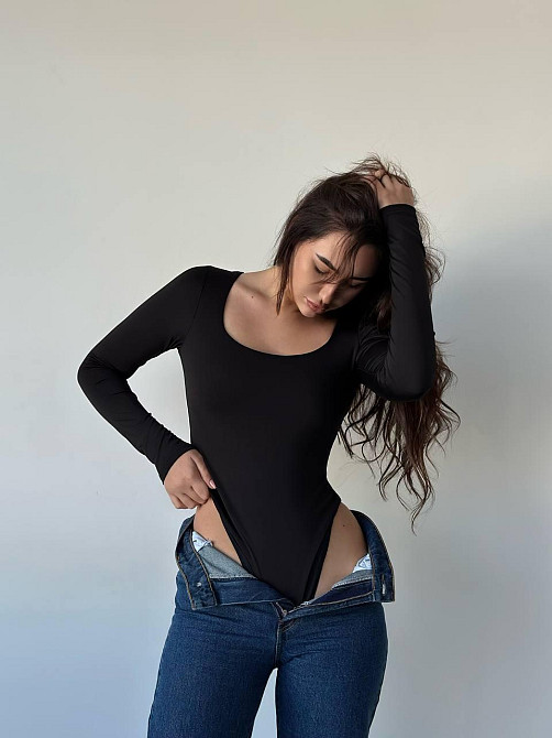 Женский базовый боди с длинным рукавом микродайвинг Черный Одесса - изображение 1