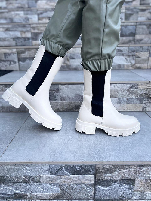 Женские черевики GREMMY бежевые натуральная кожа высота 20 см размер 36-38 (4321) Коломыя - изображение 4