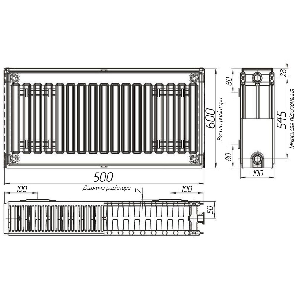 Радиатор стальной 22/600x500 бок OPTIMUM Киев - изображение 2