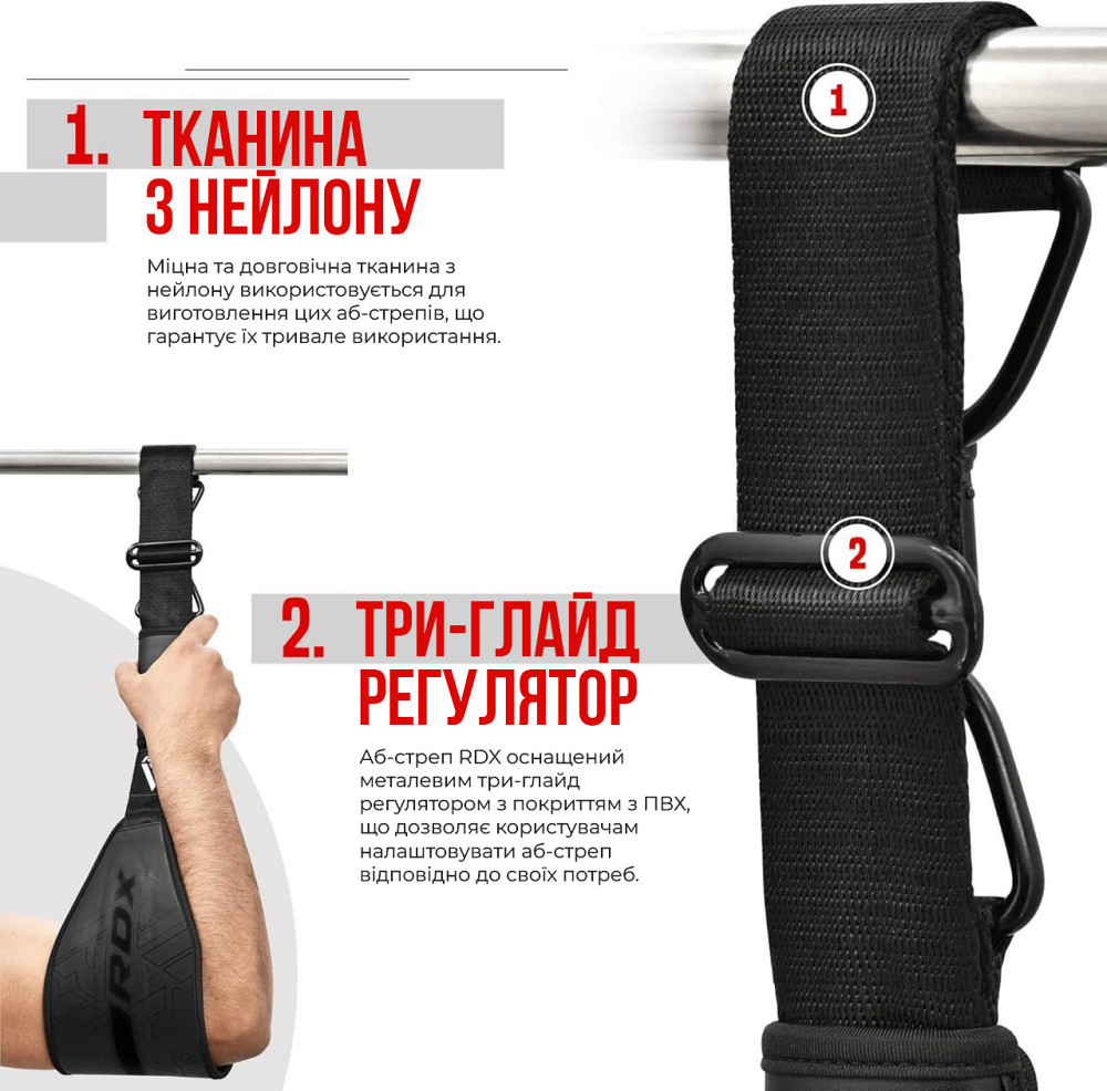 Петлі підвісні (петлі Береша) RDX F6 KARA Gym Workout Abs Straps Black/White Каменское - изображение 10