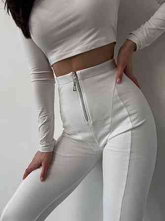 Женские теплые лосины на высокой посадке с молнией пума на флисе Одесса