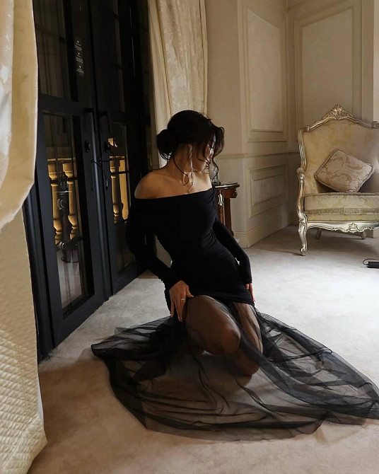 Женский элегантный праздничный комплект платье + юбка микродайвинг + сетка Черный, 46-48 Одесса - изображение 6