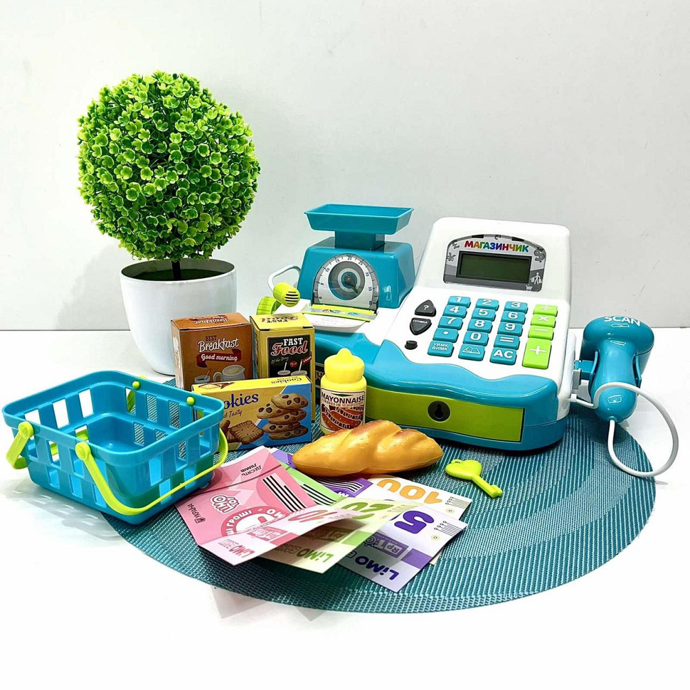 Дитячий ігровий касовий апарат Limo Toy із продуктами вагами грішми Блакитний (7162-2 UA) Чернигов - изображение 1