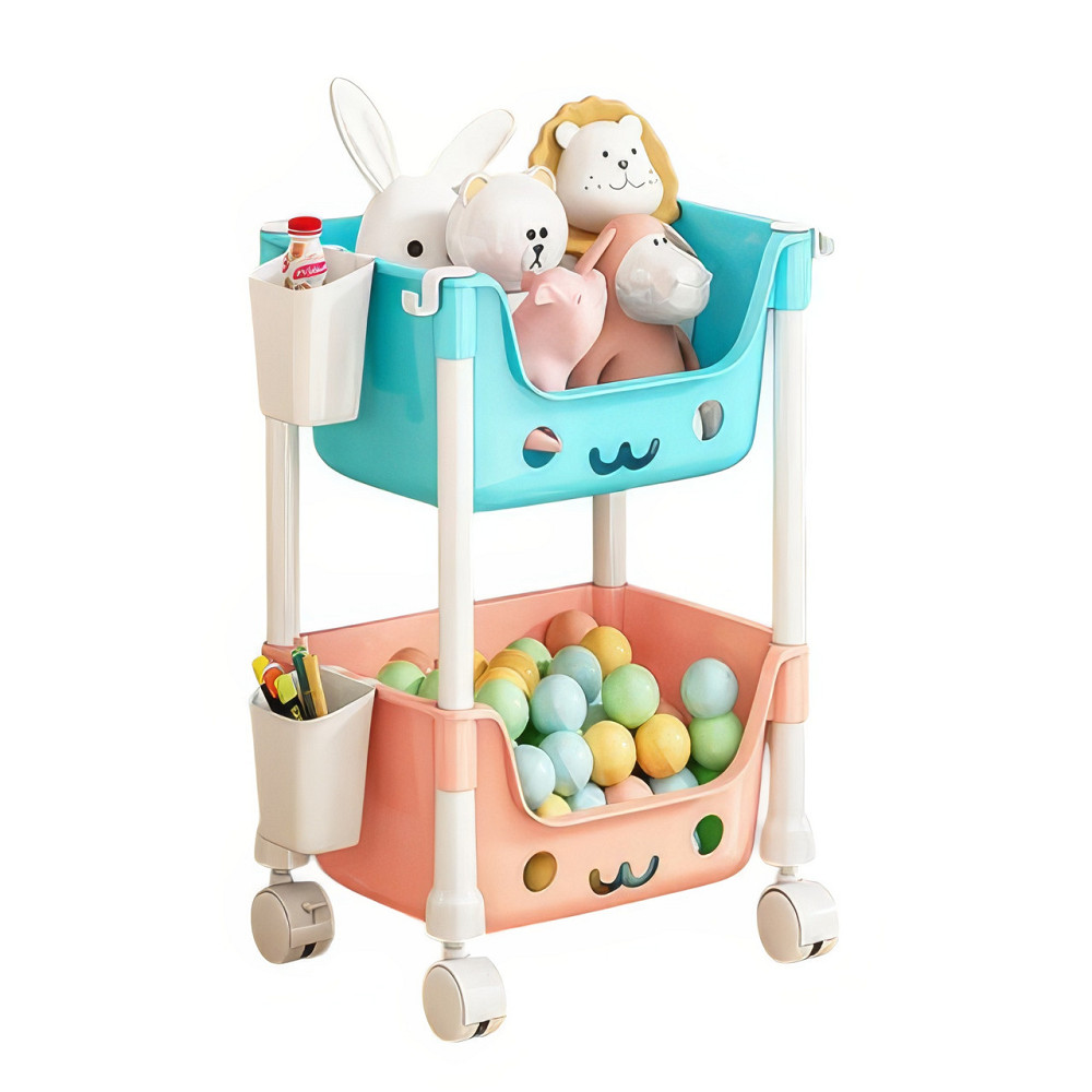 Стелаж для іграшок на колесах і двома рівнями, органайзер для дитячої кімнати, 43×30.3×22 см, різнокольоровий Кам'янець-Подільський - фото 7