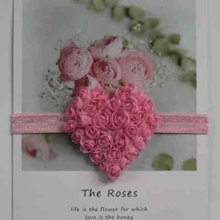 Детская повязка розовая - сердечко 7см, размер универсальный (на резинке) Киев