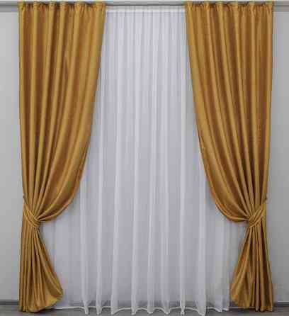 Комплект готових штор VR-Textil Жакард № 354ш Золотистий 150х270 см 2 шт (30-092) Київ