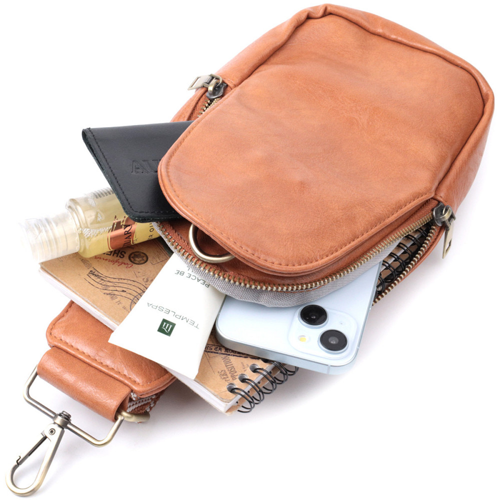 Интересная сумка через плечо в модном цвете из экокожи Vintage 22793 Рыжий Киев - изображение 8