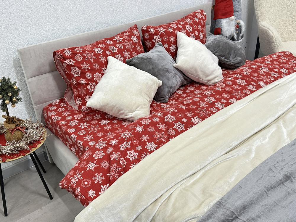 Ecotton Комплект постільної білизни Ecotton Сімейний 150х215 см червоний Сніжинка Коломия - фото 3