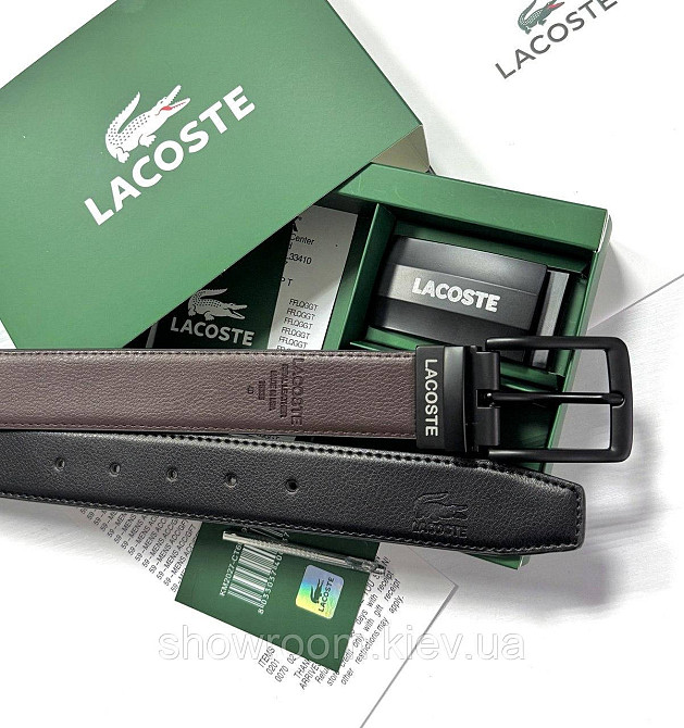Мужской набор, ремень с двумя пряжками Lacoste (989-1) Киев - изображение 5