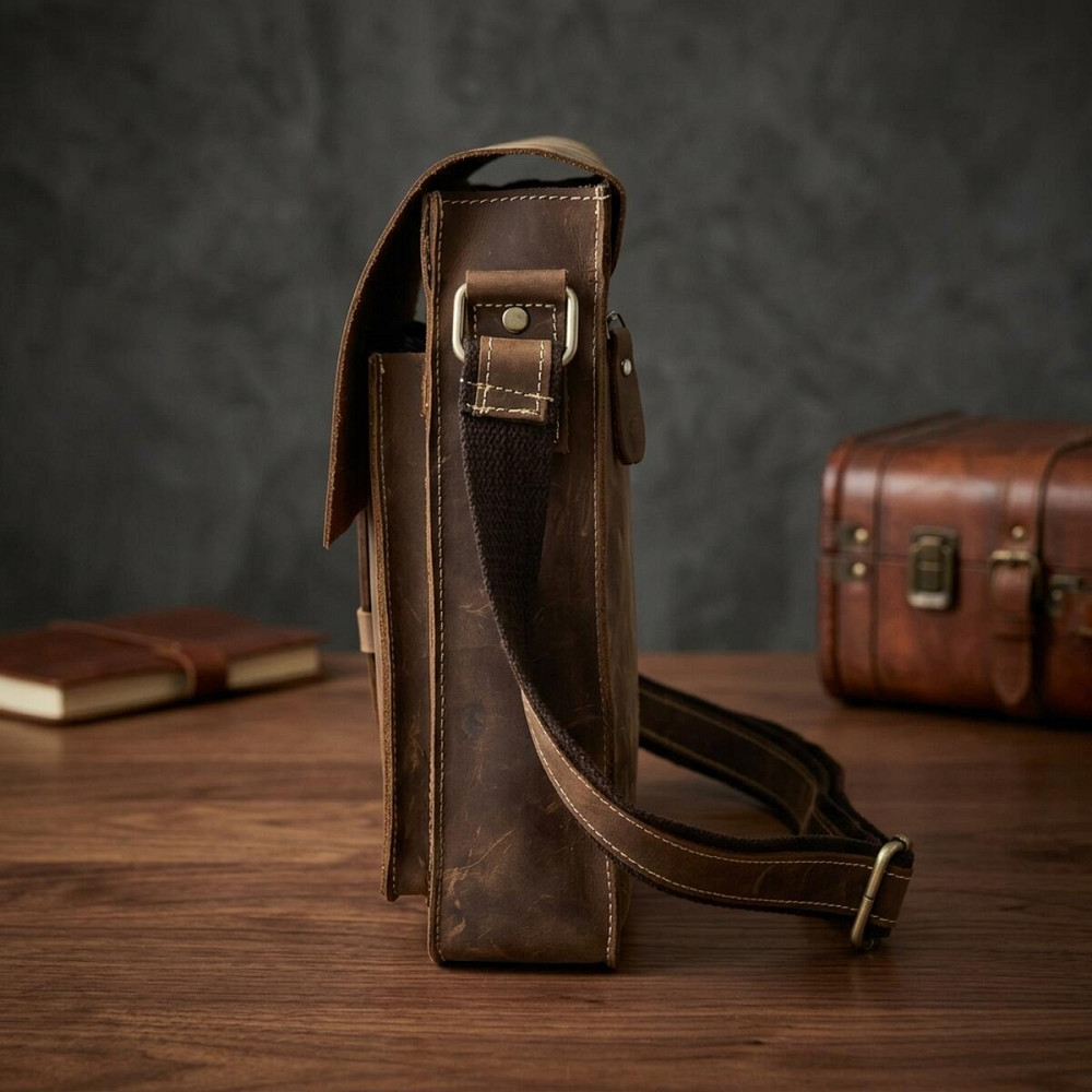 Сумка чоловіча вертикальна Vintage 14660 Коричнева Київ - фото 14