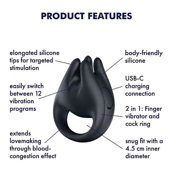 Вібратор на палець та ерекційне кільце 2в1 Satisfyer Perfect Pair 1 Sex Aura Київ