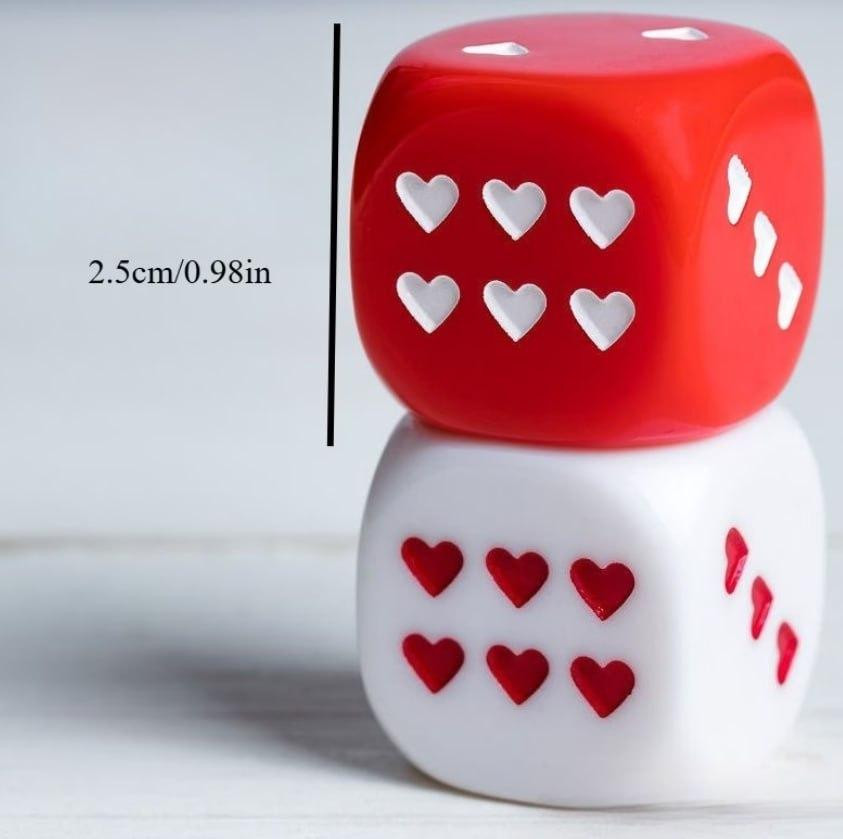 Игральные кубики с сердечками 2,5 см, набор 2 шт, романтические кости для игры Киев - изображение 3
