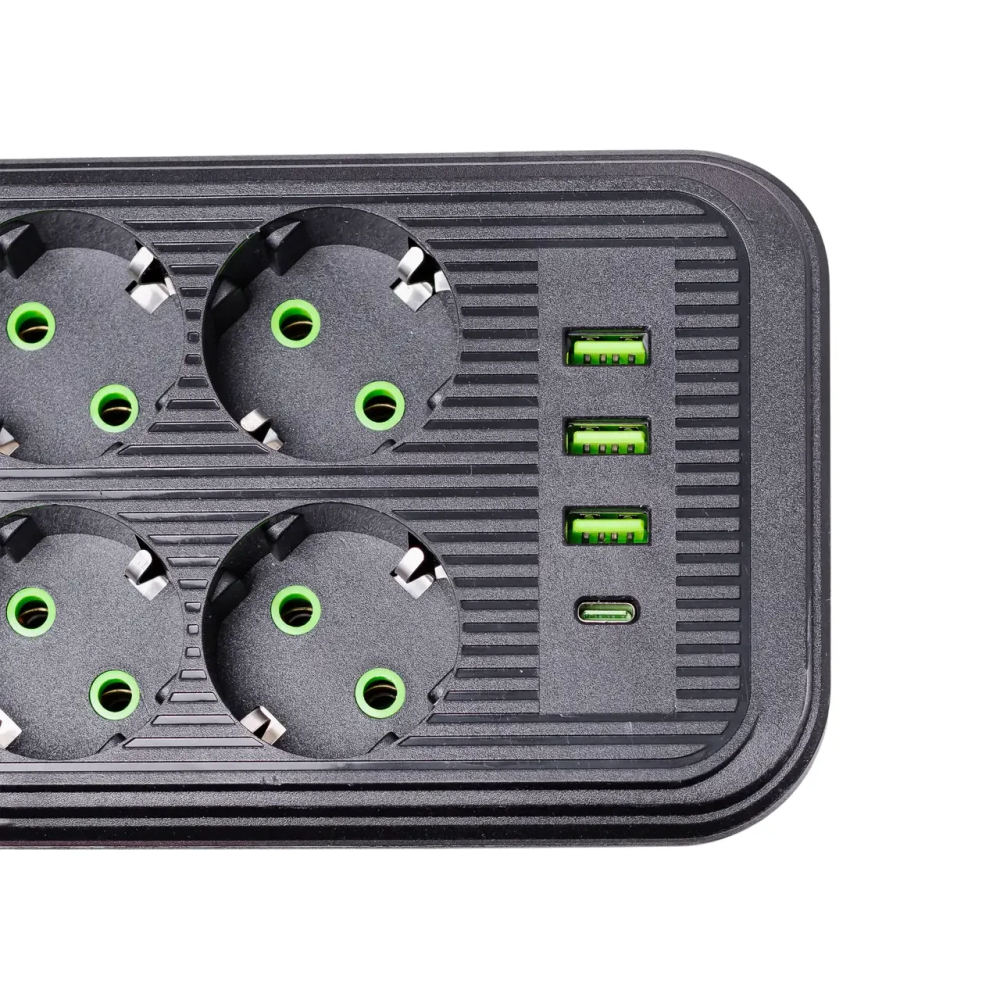 Мережевий фільтр подовжувач на 8 розеток з 3 USB 1 Type-C та кнопкою відключення F20U 4.8 м Білий HP-5-30 Київ - фото 12