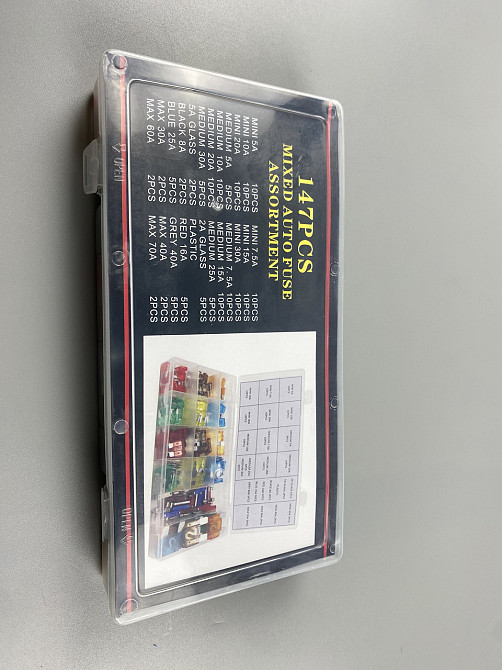 Набір запобіжників 147 шт від 5A до 70А від 5A до 70А  (mini, micro, medium, maxi, круглі скло + круглі кераміка) бокс пластиковий Мукачево - фото 4