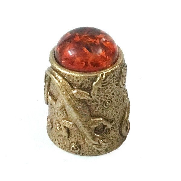 Наперсток бронза з бурштином Ящірка Київ - фото 1