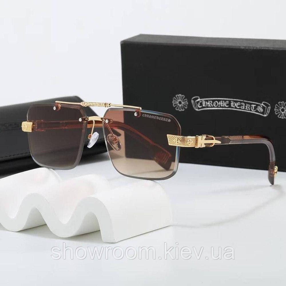 Безоправные стильные солнцезащитные очки Chrome Hearts  (88930) коричневые Киев - изображение 1