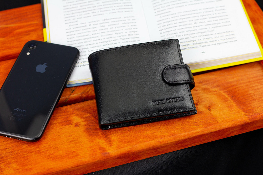 Чорне класичне портмоне з натуральної шкіри Marco Coverna Київ - фото 9