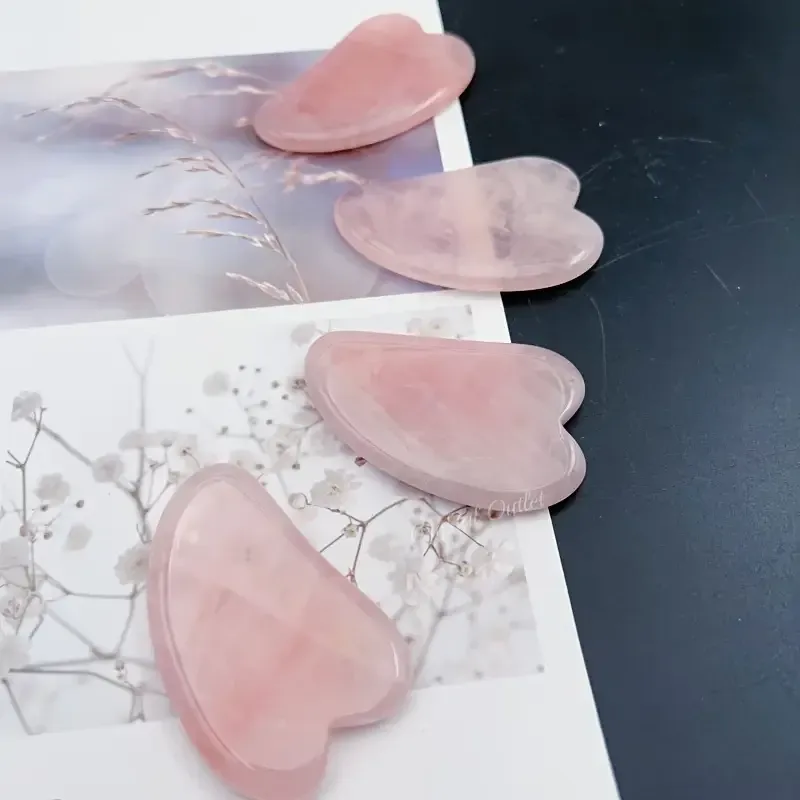 Акупунктурний масажер гуаша з рожевого кварцу у формі серця, 6.3 см. Київ - фото 5