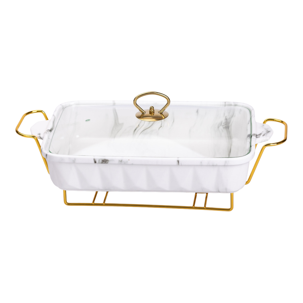 Прямокутна фарфоровий мармит на підставці 2 л 40х22.5 см Київ - фото 1