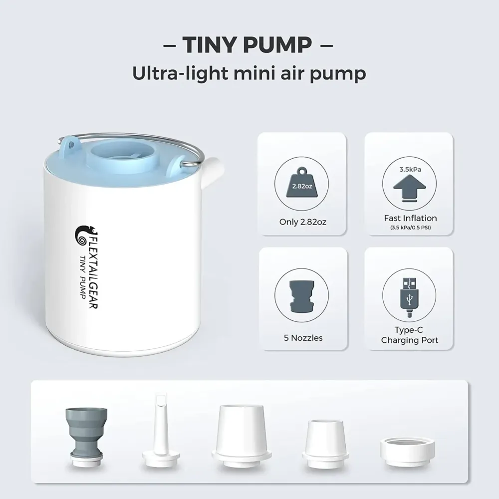 Портативный электрический насос 3в1 Tiny Pump X с фонариком и крючком, 180 л/мин, 1300 мАч Киев - изображение 4