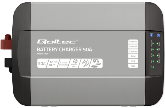 Зарядний пристрій для акумуляторів LiFePO4 AGM GEL SLA 50A 12V Qoltec (Польща) Київ