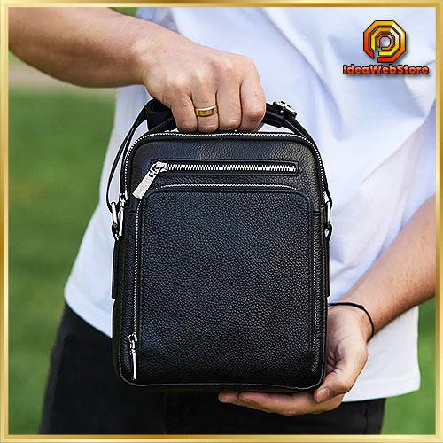 Сумка месенджер чоловіча шкіряна через плече чорна Tiding Bag Київ - фото 1