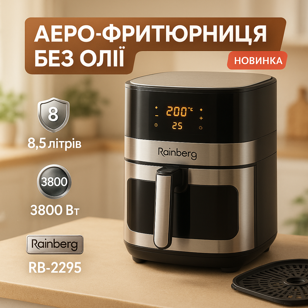 Фритюрниця електрична для фрі Rainberg, Фритюрниця знежирена Потужна без олії CY-15 Львів - фото 20