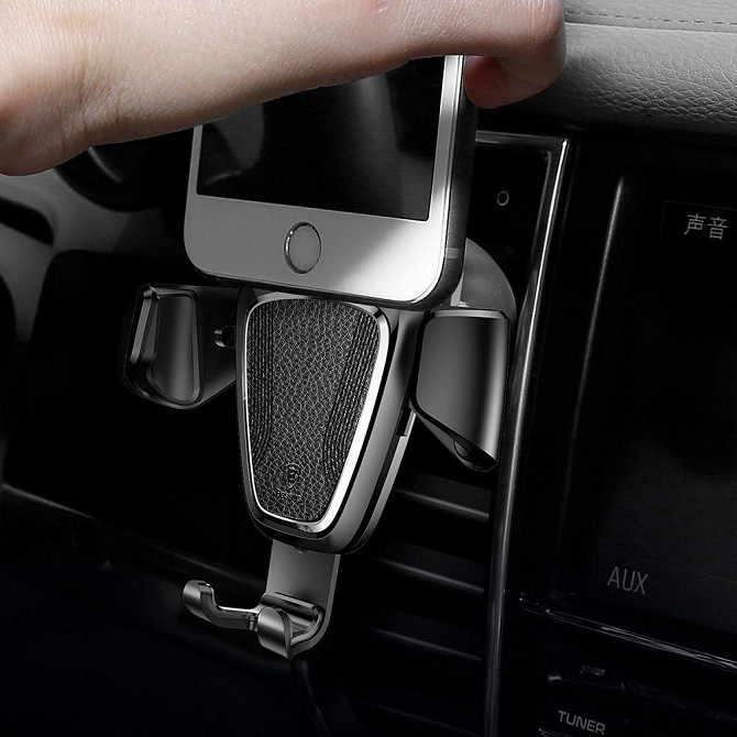 Універсальний автомобільний тримач док-станція Baseus для телефону Car Holder Gravity SUYL-B01 (Чорний, Метал, PU кожа, Пластик) Миколаїв - фото 6