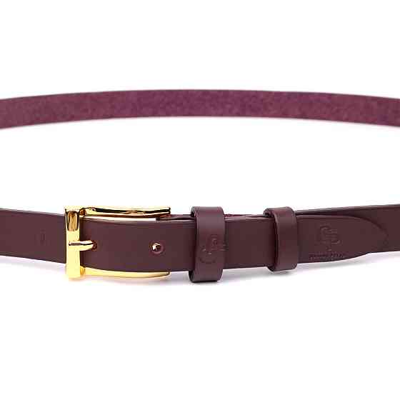 Модний вузький шкіряний ремінь для жінок GRANDE PELLE 22953 Бордовий Київ