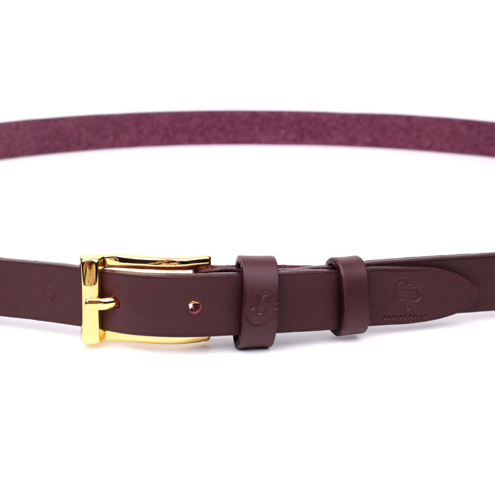Модний вузький шкіряний ремінь для жінок GRANDE PELLE 22953 Бордовий Київ - фото 4