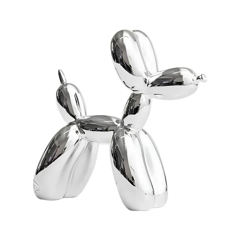 Статуэтка декоративная Собачка из шарика RESTEQ серебряная — фигурка для интерьера Balloon Dog в стиле Джеффа Кунса, 10×10×4 см Киев - изображение 1