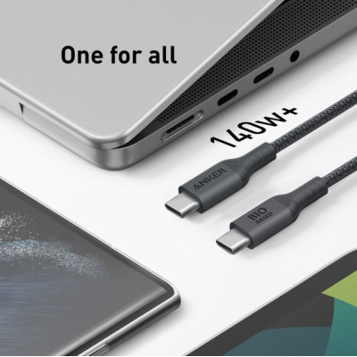 Дата кабель USB-C to USB-C 1.8m 140W bio-nylon 544 black Anker (A80F6H11) Вінниця - фото 3