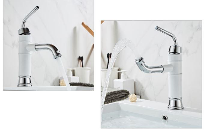 Смеситель для умывальника однорычажный кран горизонтальный монтаж WanFan для ванны Белый-хром Каменец-Подольский - изображение 3